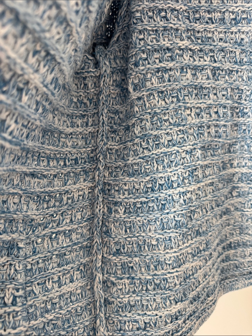 GAP Cropped Blue Chunky Knit Cardigan Gold Crest Buttons Textured 100% Cotton M - Picture 11 of 14